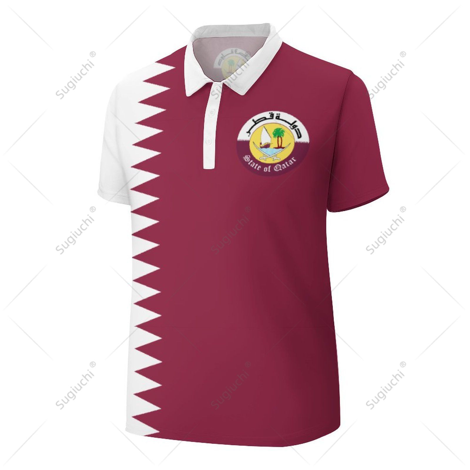 Unisex Polo Shirt Qatar Flag 3 - 3D Printing Qatar 评论和价格