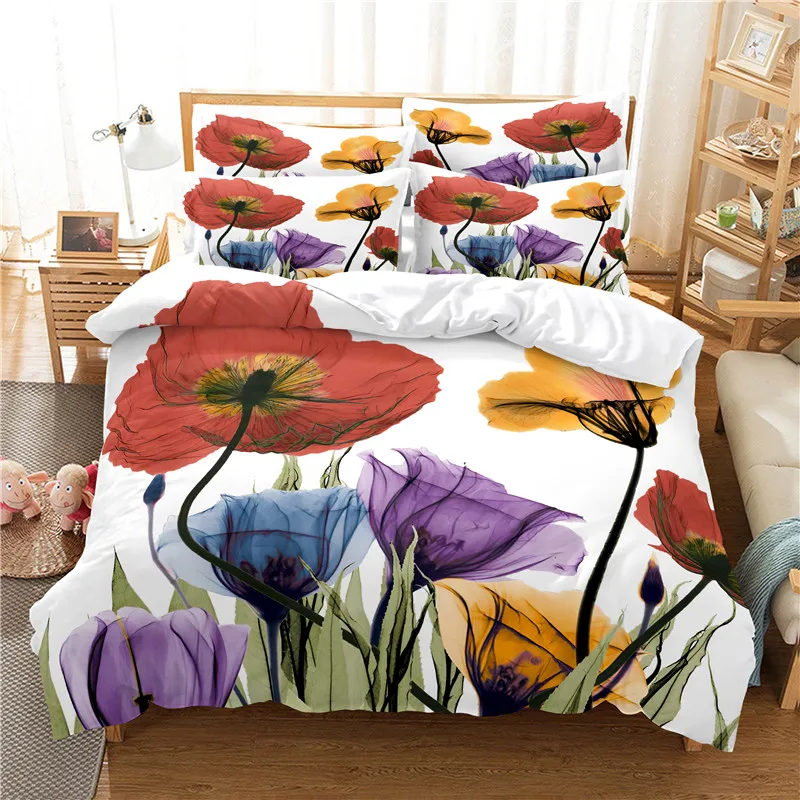 Flowers Bedding Set Duvet Cove - 3D Printing Drawing 评论和价格