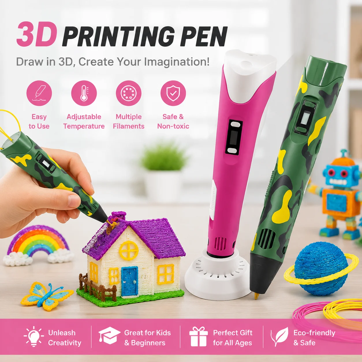 3D Printing Pen with 9M PLA Fi - 3D Printing Pen For Adults 评论和价格
