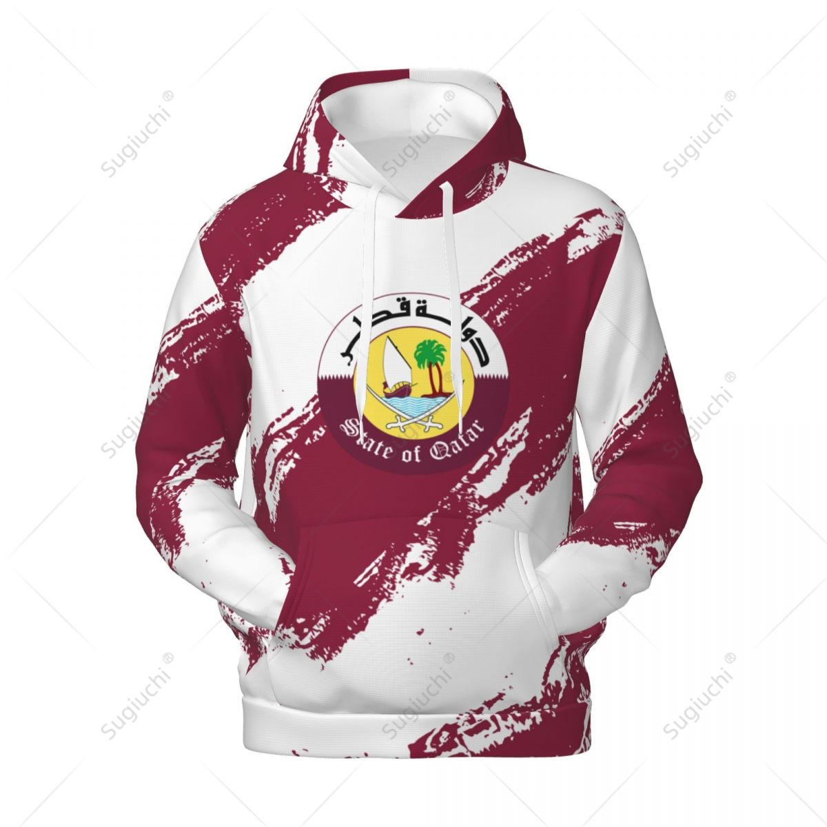 Unisex Qatar Flag Color Hoodie - 3D Printing Qatar 评论和价格