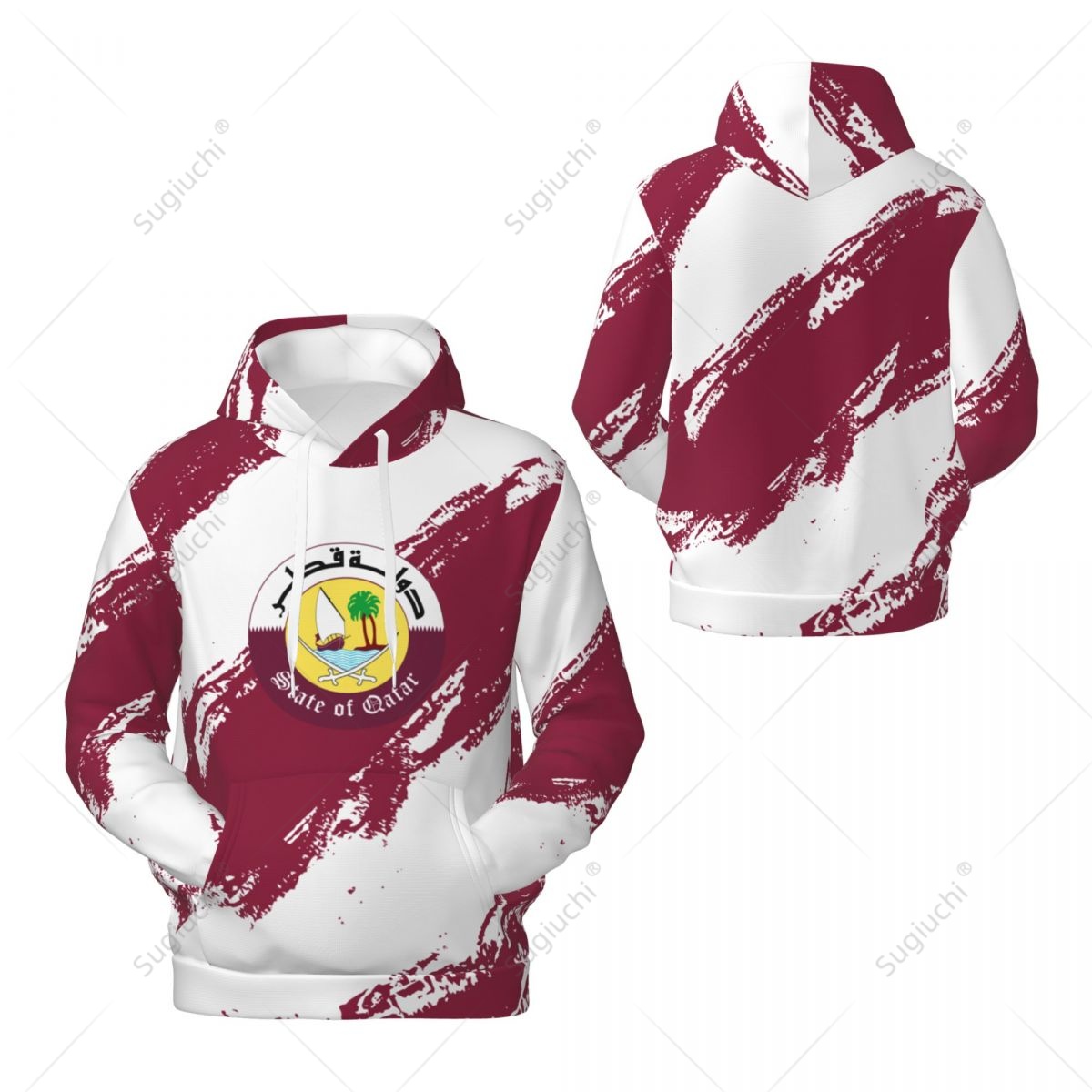 Unisex Qatar Flag Color Hoodie - 3D Printing Qatar 评论和价格