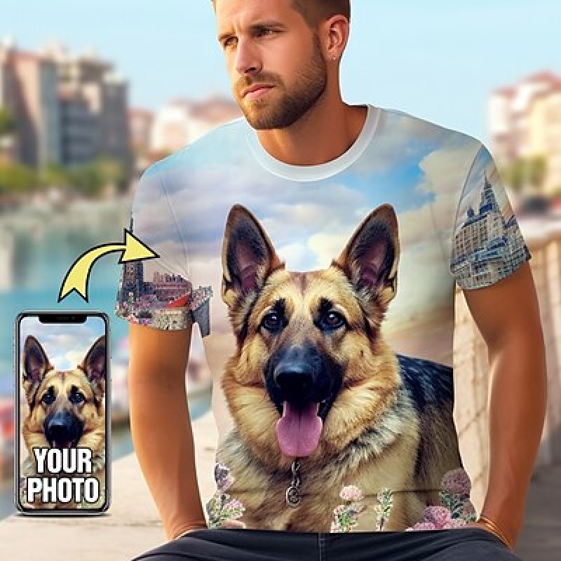 Custom Pet T Shirt for Men Des - 3D Printing Drawing 评论和价格